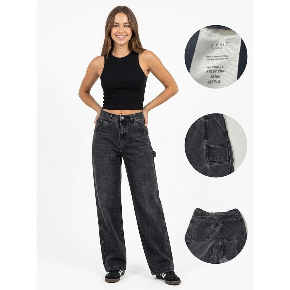 J Galt Shanghai Brandy Melville Carpenter Jeans Womens Small Black Utility Pants